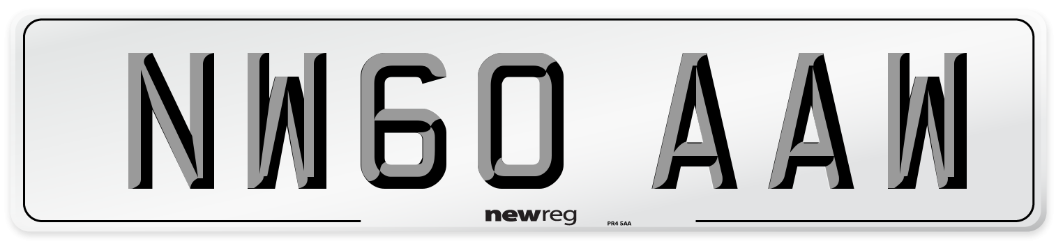NW60 AAW Number Plate from New Reg